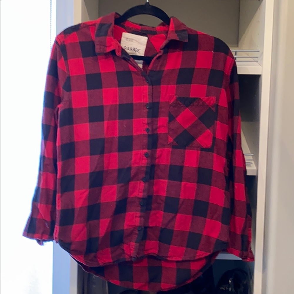 Boyfriend fit red plaid shirt